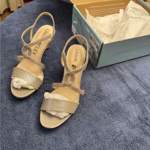 Life Stride Metallic Gold Strappy Slingback Heels
